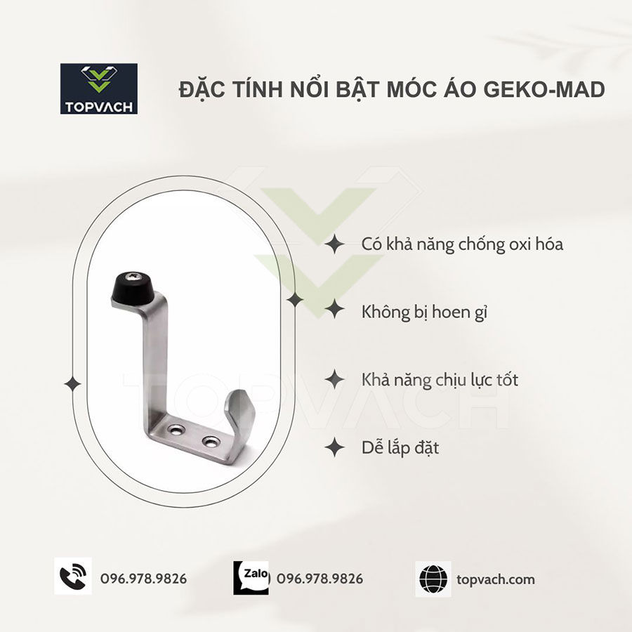 Đặc điểm móc áo vách ngăn vệ sinh geko-mad