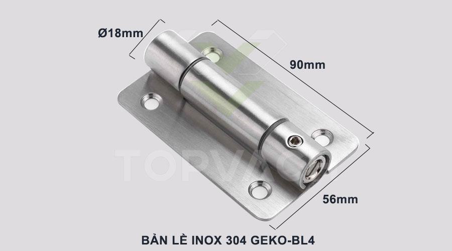 Kích thước bản lề inox 304 4 lỗ geko-bl4