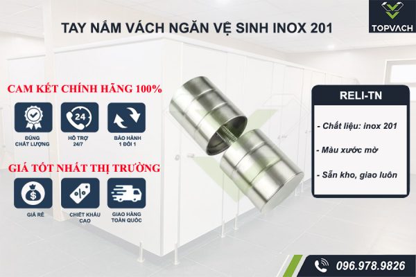 Tay nắm cửa vách ngăn vệ sinh inox 201 reli-tn xước mờ